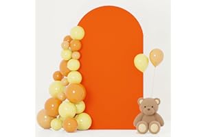 FOTSHARER 7.2 FT Wedding Arch Cover Orange Spandex Arch Cover Backdrop Fabric for Bridal Baby Shower Chiara Backdrop Cover Soft Arch Covers Stretchy Backdrop for Halloween Banquet Ceremony Decorations