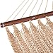 Prime Garden Large 2 Person Soft Polyester jumbo Rope Weave Caribbean Hammock 450 Pound Capacity -Tan