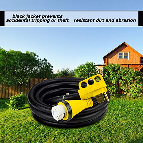 Trek Power RV Extension Cord 50Amp 30FT For Trailer Motorhome Camper with Grip Handle Plug, Locking Connector, Black