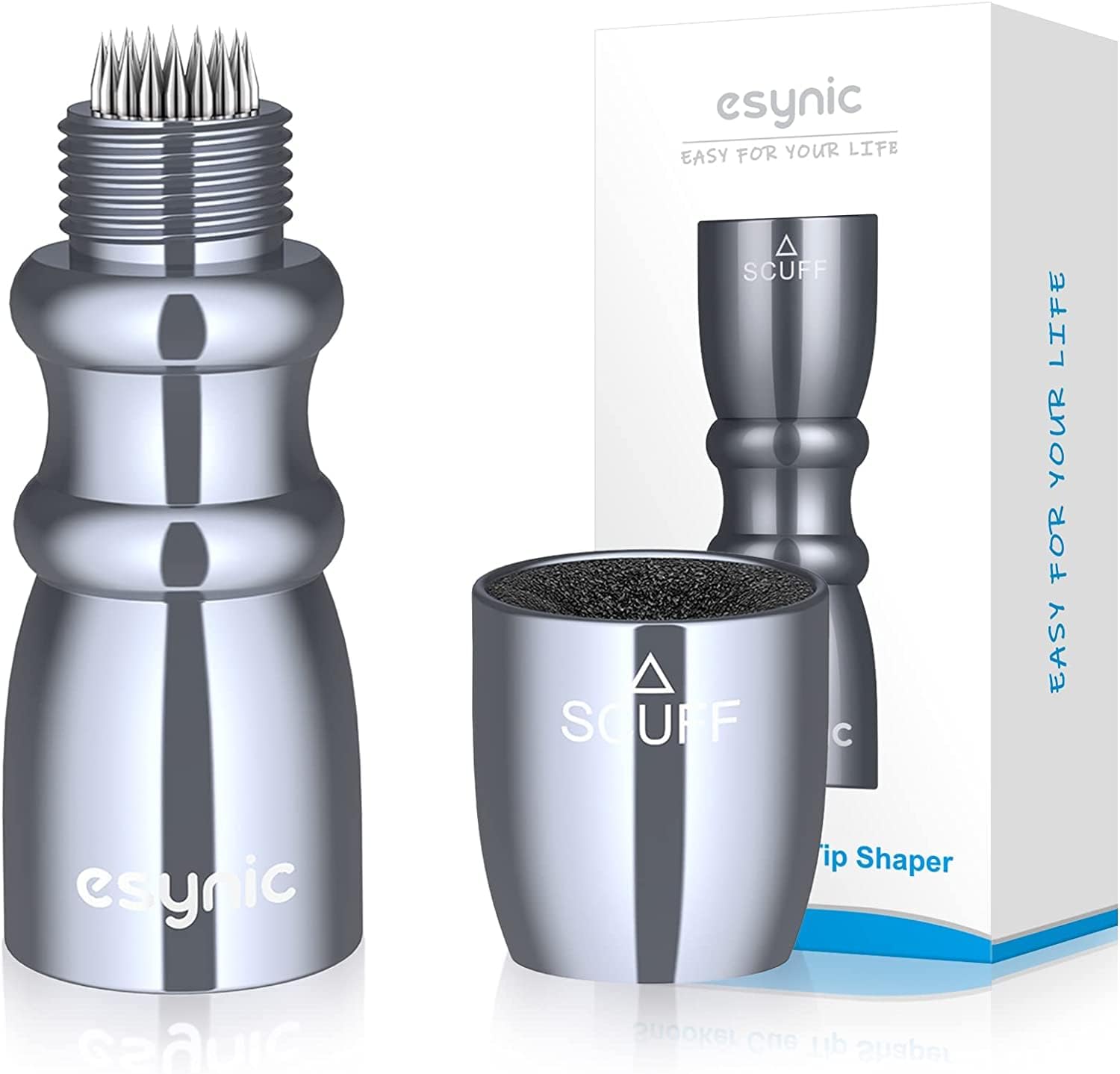 eSynic Professional Snooker Cue Tips Shaper 3 in 1 Pool Cue Tips Shaper Set Snooker Accessories Pool Cue Accessories Snooker Cue Tips Shaper 3 in 1 Tool - -Shaper, Scuffer, Aerator (Grey)