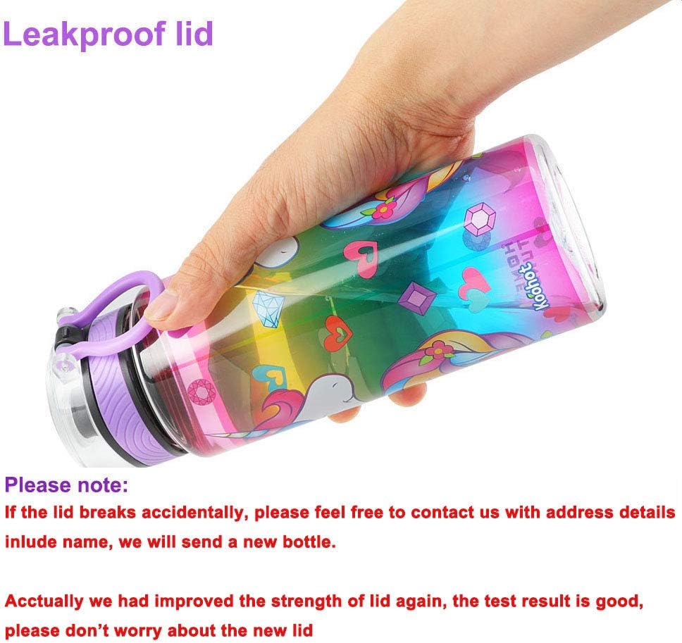 Cute Water Bottle for School Kids Girls, BPA FREE Tritan & Leak Proof Flip Top Lid & Easy Clean & Carry Handle, 23oz/ 680ml (Unicorn, 23oz): Home Improvement