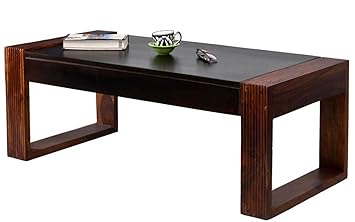 TimberTaste Nova Solid Wood Coffee Table (Teak and Walnut Finish)