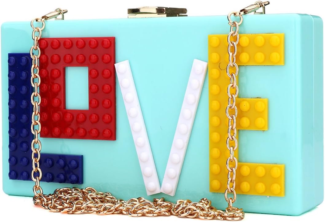 Womens Love Acrylic Clutch Evening Party Bag Purse Handbag for Women Ladies Ideal Gift