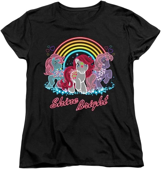 My Little Pony Womens TShirt Shine Bright Black Tee Clothing