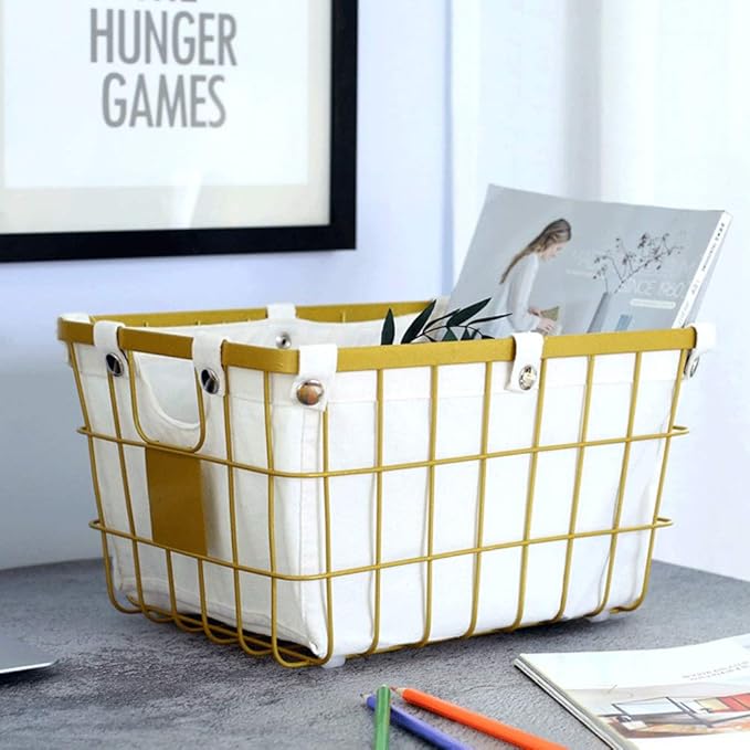 Cesta de Almacenamiento Cestas de Almacenamiento de Hierro de Oro Cesta