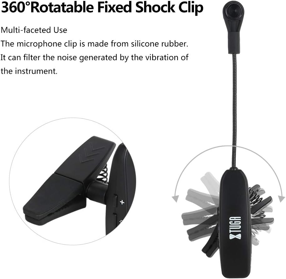 XTUGA UHF Wireless Instrument Condenser Microphone Clip Mic Gooseneck 130ft Stable Wireless Transmission 1/8＆1/4'' Port Great for Horns,Trumpets,Clarinets,Saxophones Cameras (KX621 Clip): Home Audio & Theater