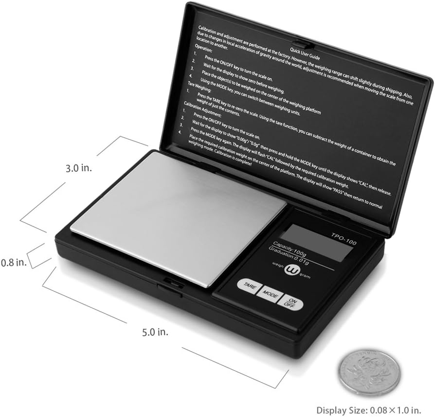 Weigh Gram Scale Digital Pocket Scale,100g by 0.01g,Digital Grams Scale, Food Scale, Jewelry Scale Black, Kitchen Scale 100g(TOP-100): Industrial & Scientific