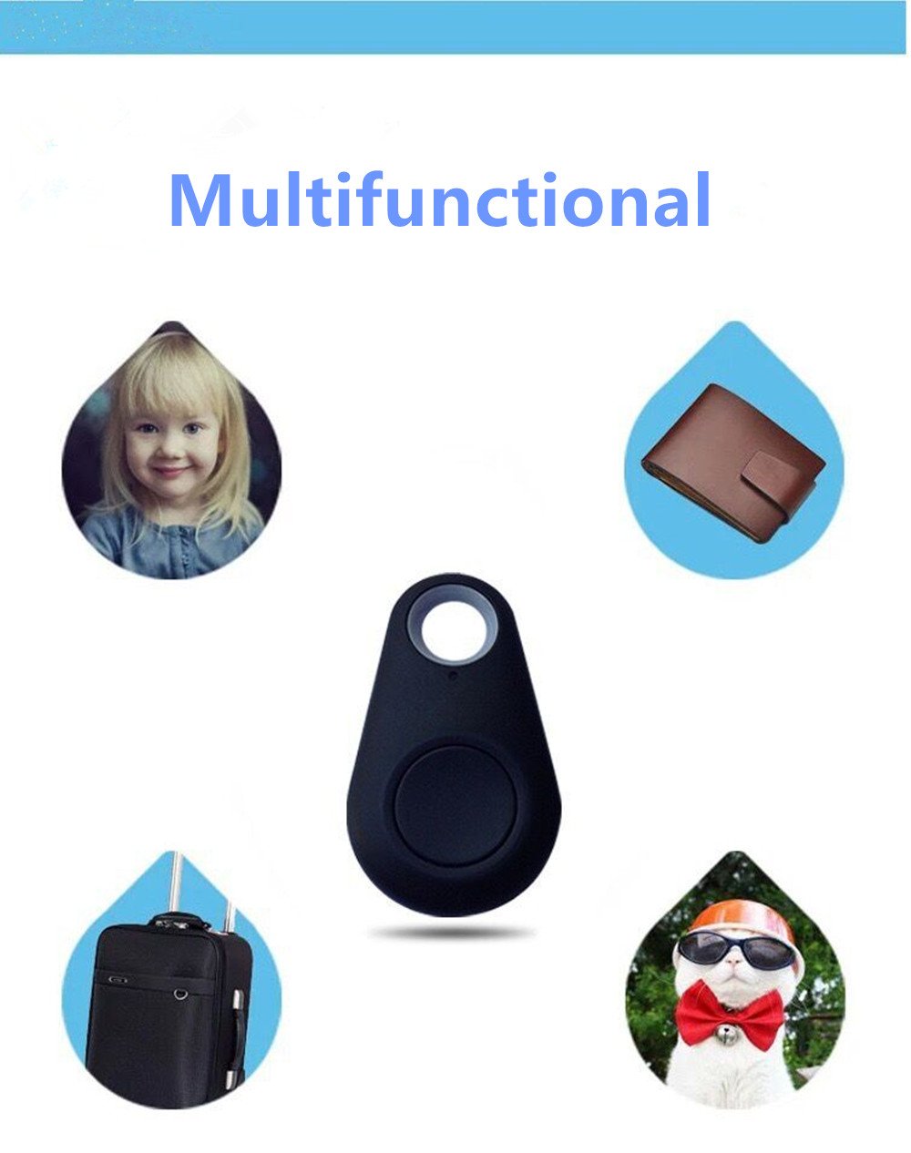 Bluetooth Tracker, Smart Finder Bluetooth Locator Pet Tracker Alarm GPS Tracker Key Wallet Car Kids Pet Dog Cat Bag Phone Locator Selfies Shutter Wireless Anti Lost Alarm Sensor-Random Color (3 PCS)