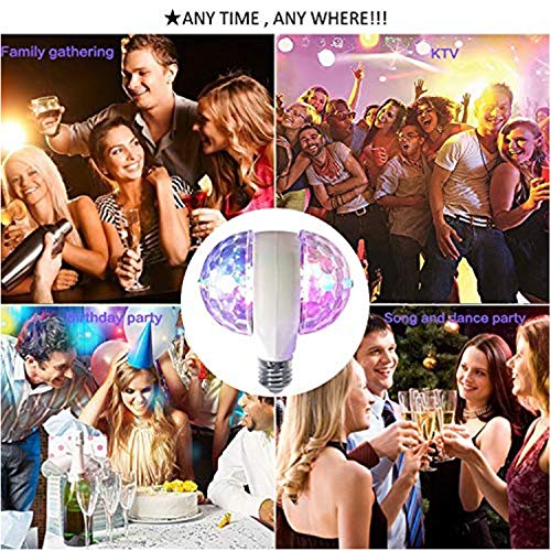 MINO ANT Disco Ball Light- 6W Rotating LED Multicolor Crystal Strobe Bulb, Cool Accessories and Decor for Halloween Christmas Party Birthday Bar or Karokee (White) Â¡Â­