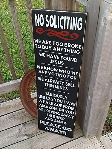 No Soliciting Sign Front Door Wood Sign No Solicitors Keep Away Wood Rustic Door Sign Large Wooden Outdoor Sign