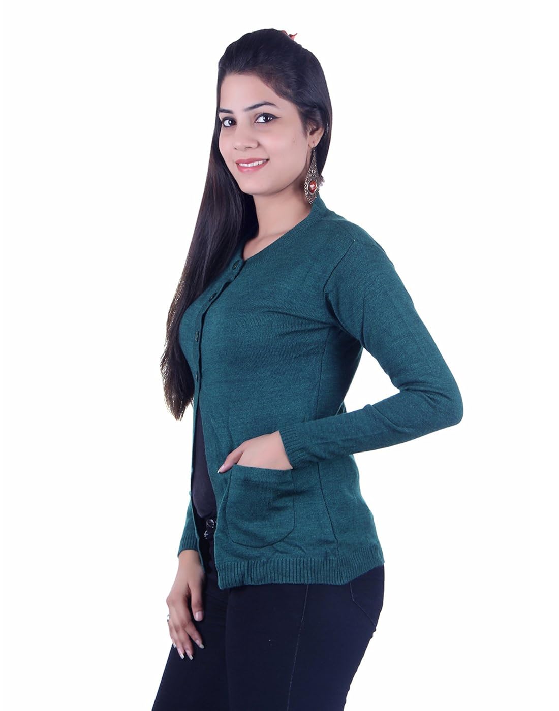ogarti women's wool cardigan (green_ free size)