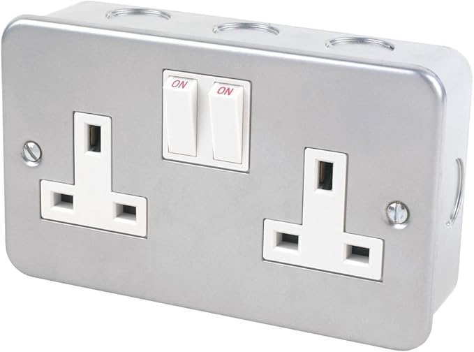 13A 2Gang Single Pole Switch Socket MetalClad Amazon.co.uk DIY & Tools