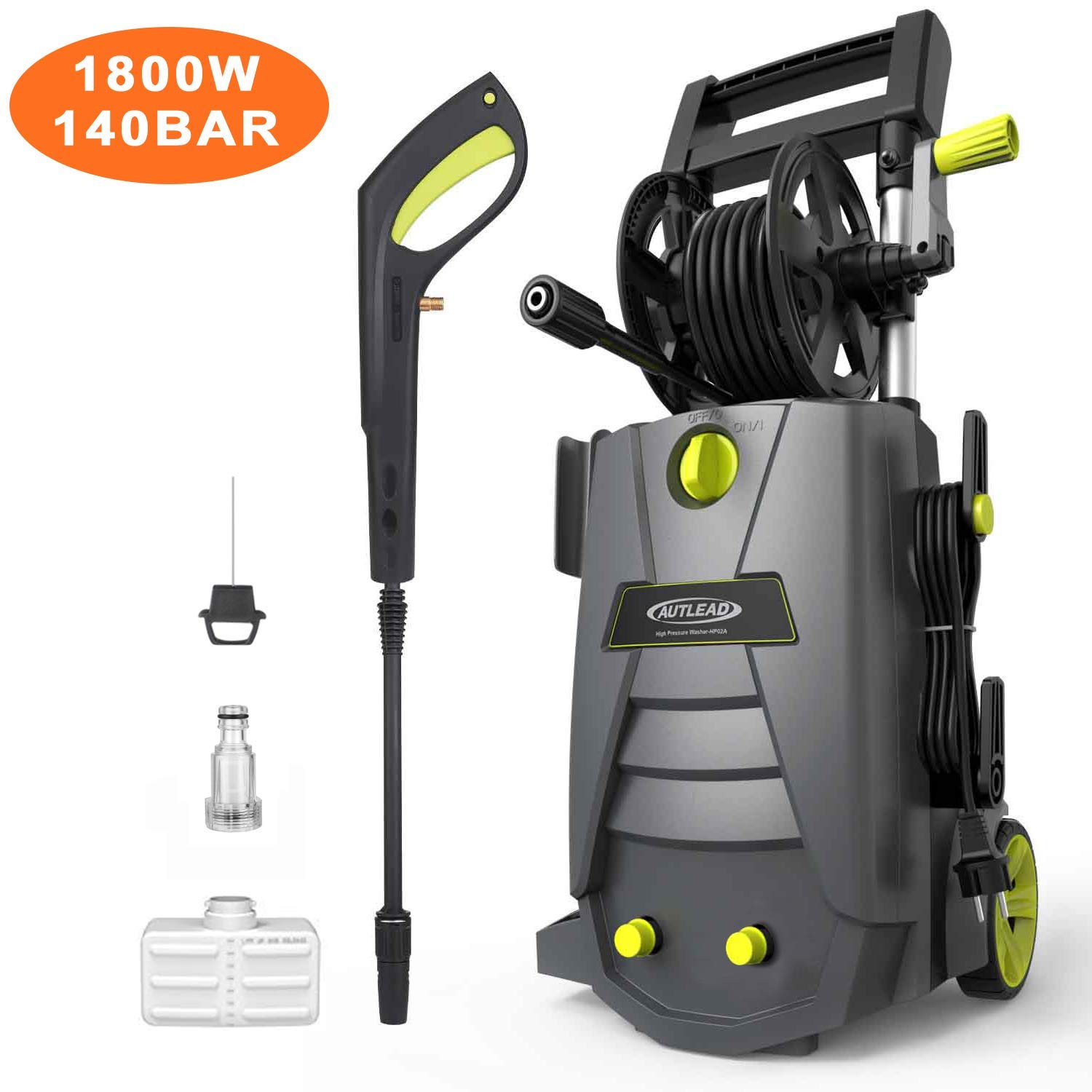 pulitore elettrico Autlead HP02A 1800W 140 Bar 468 L/H Idropulitrici ad  Alta Pressione Idropulitrice auto con elevata capacità di pompaggio  impugnatura robusta e avvolgitubo giardino per casa Fai da te  urban-earth.co.uk