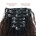Lovrio Ombre Clip Ins Afro Kinkys Curly Hair Extensions Brazilian Virgin Human Hair Tone Natural Black Fading into Light Chocolate Brown TN/4 7 Pcs 120g 12