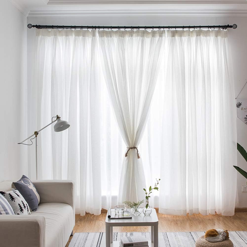 Pure White Breathable Blackout Curtains Easy To Wash Prevent