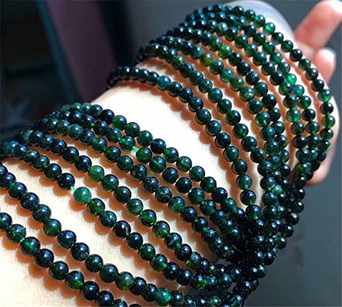 MFMei Natural Green Tourmaline Round Beads Strand, 3.8mm (SZ040)
