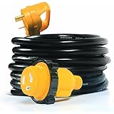 Camco 25' PowerGrip Extension Cord with 30M/30F- Straight Locking Adapter |  Allows for Easy RV Connection to Distant Power Outlets | Built to Last (55501)