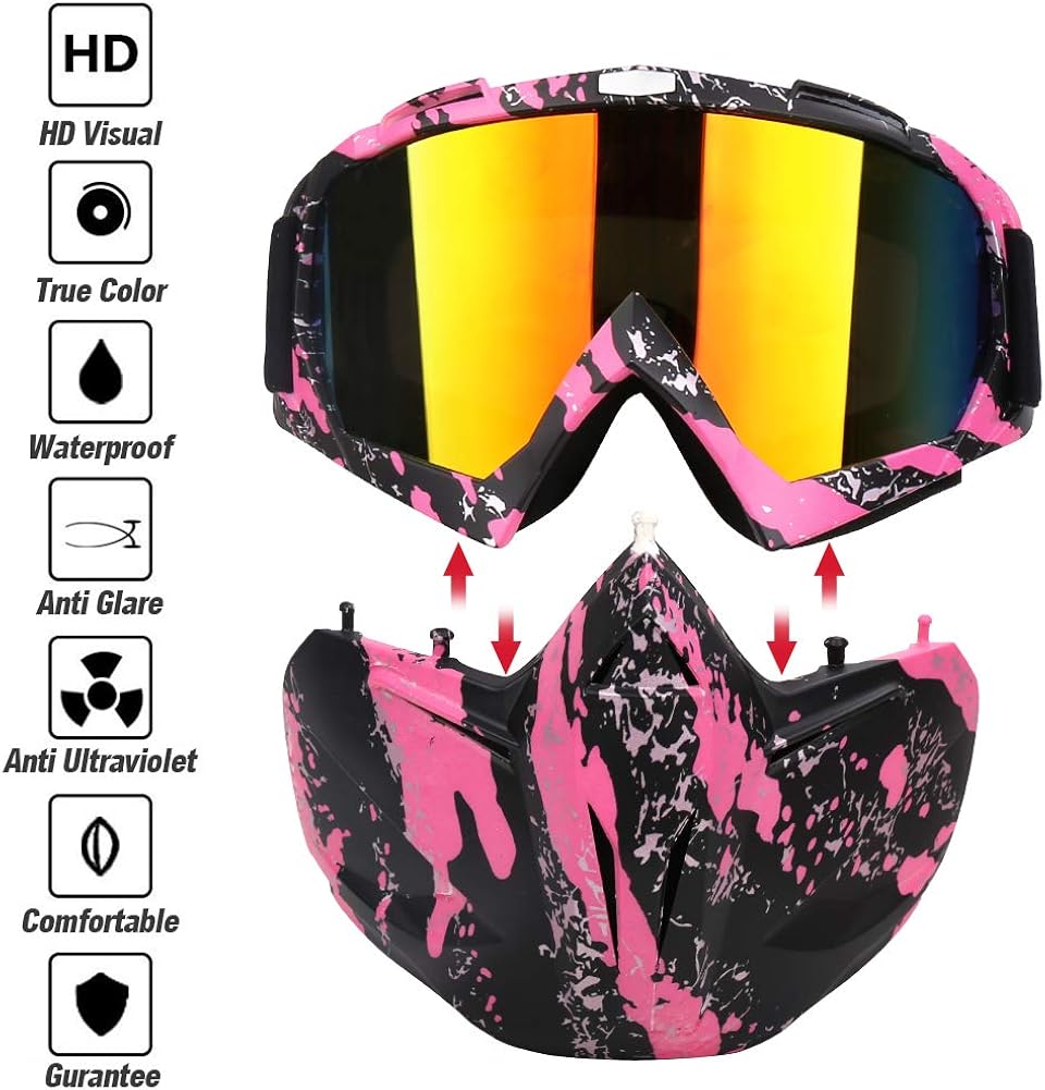 Freehawk Motorcycle Goggle Mask Detachable Snowmobile Off-road Riding Goggles : Clothing