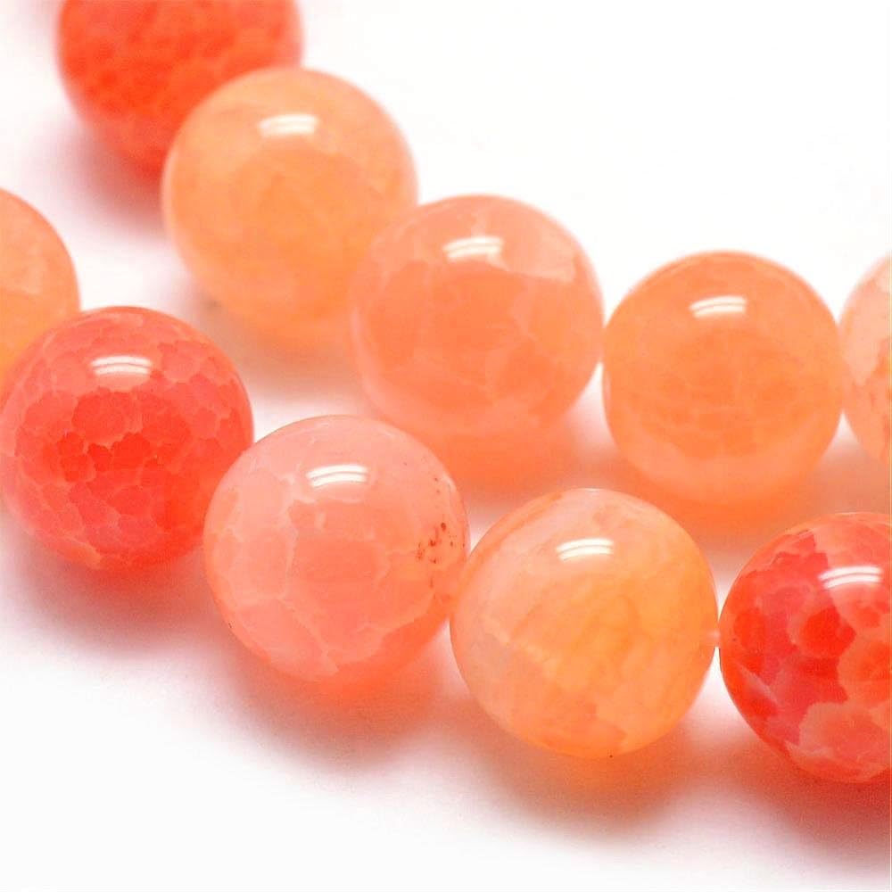 30 Natur Crackle Achat Perlen 8mm Rot Orange Rund Halbedelstein ...