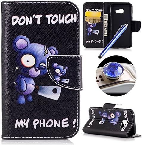 Etsue Leather Case for Samsung Galaxy A5 2017,Funny Blue Bear Pu leath
