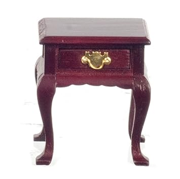 Melody Jane Dollhouse Mahogany Queen Ann Bedside Table Miniature 1:12 Bedroom Furniture