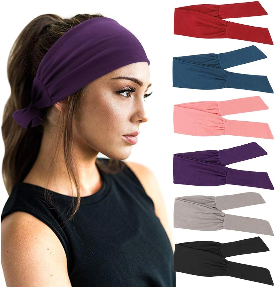 DRESHOW 6 Pack Women Headbands Wide Elastic Hair Bands Head Wrap Cute Knot Hair Accessories
