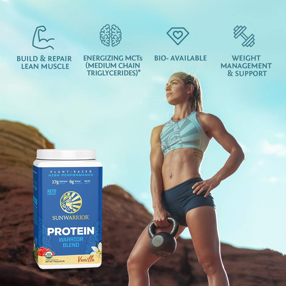 Sunwarrior Warrior Blend Protein, Organic Plant-Based, Vanilla, 1.65 lb (750 g): Health & Personal Care