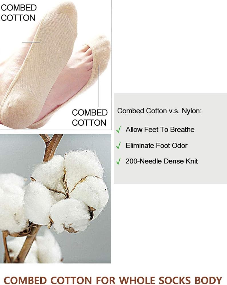 VERO MONTE 4 Pairs TRULY No Show Socks Women Cotton Ultra Low Cut Socks Flats