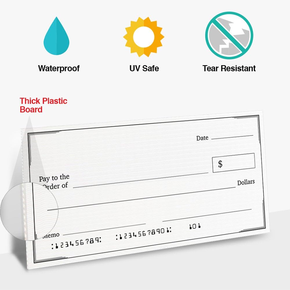 Giant Fake Check for Endowment Award - 16" x 32" - Large Novelty Presentation Checks Plaque - Blank Big Reward Prize Spin Wheel Donation - Raffle Fundraising Winners Celebration : Office Products
