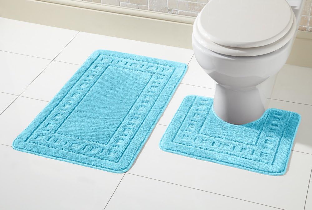Olivia Rocco Miami 2 Piece Bath Mat & Pedestal Set, Non Slip Bathroom