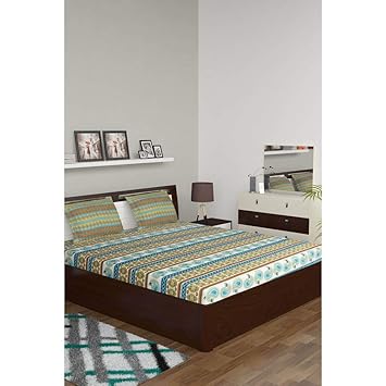 Ivy Homestop Printed Double Bed Bedsheet With 2 Pillow Covers