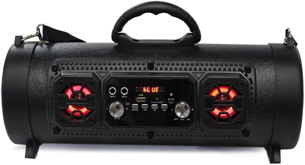 SYYSYY Portable Speaker Wireless Bluetooth Speaker Hifi Soundbar with Subwoofer Outdoor Loudspeaker with Microphone FM Radio Boombox,Black