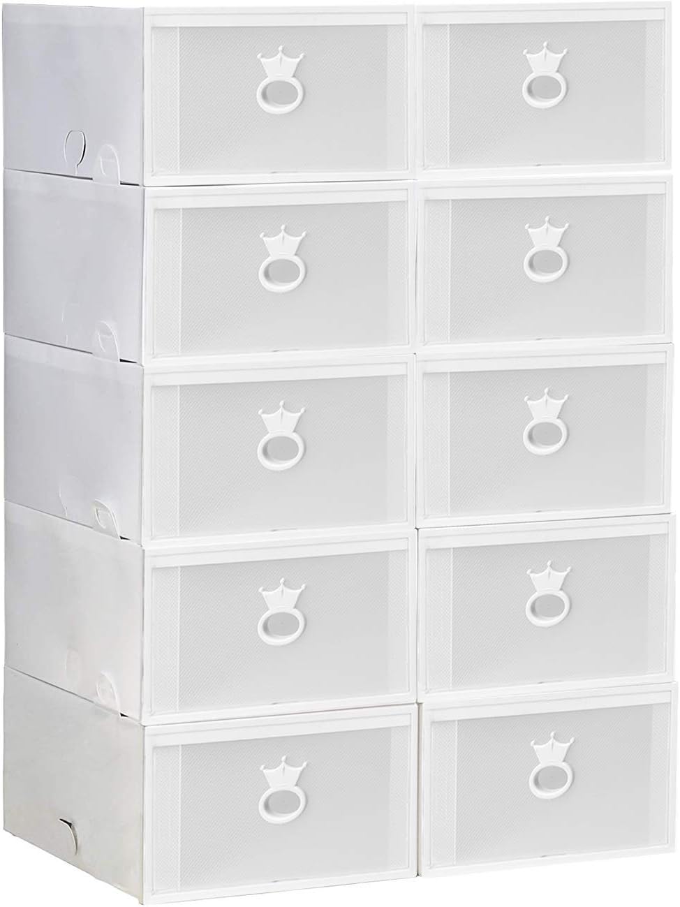 stackable shoe box drawers on 10 Drawer White Ironland Shoe Storage Drawer Type Shoe Box Stackable Shoe Organizer For Sneaker Shoe Organizers Boot Shoe Boxes