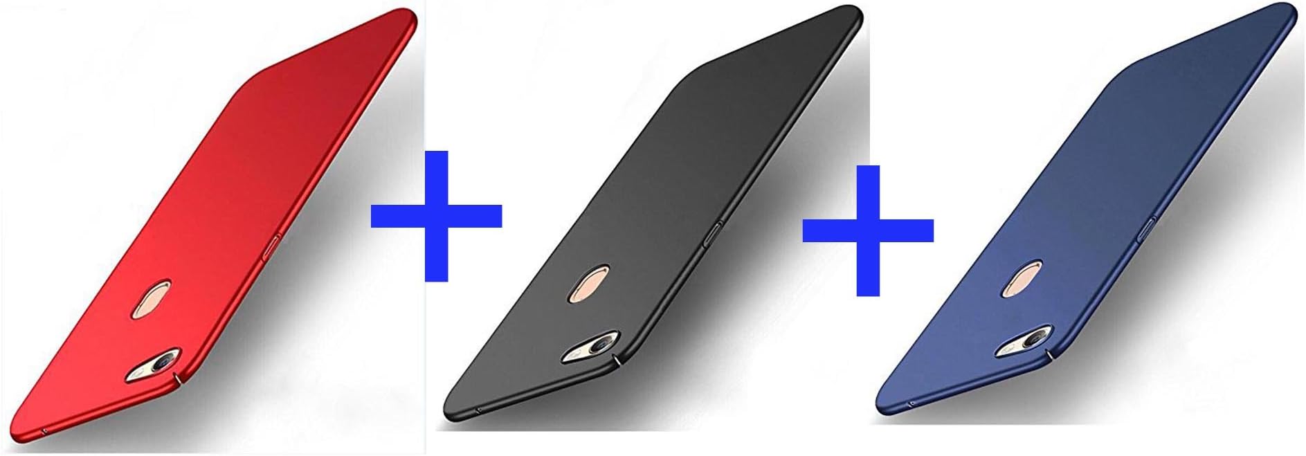 ORC Rubberised Matte Hard Case Back Cover For Oppo F7 Combo Offers (Red+Back+Blue)