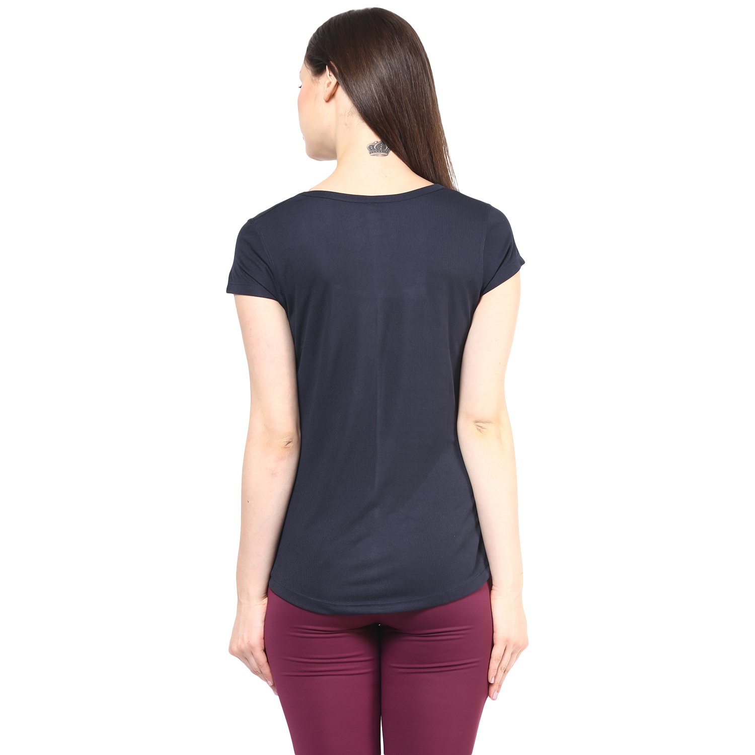 berge women's instadry round neck navy tee