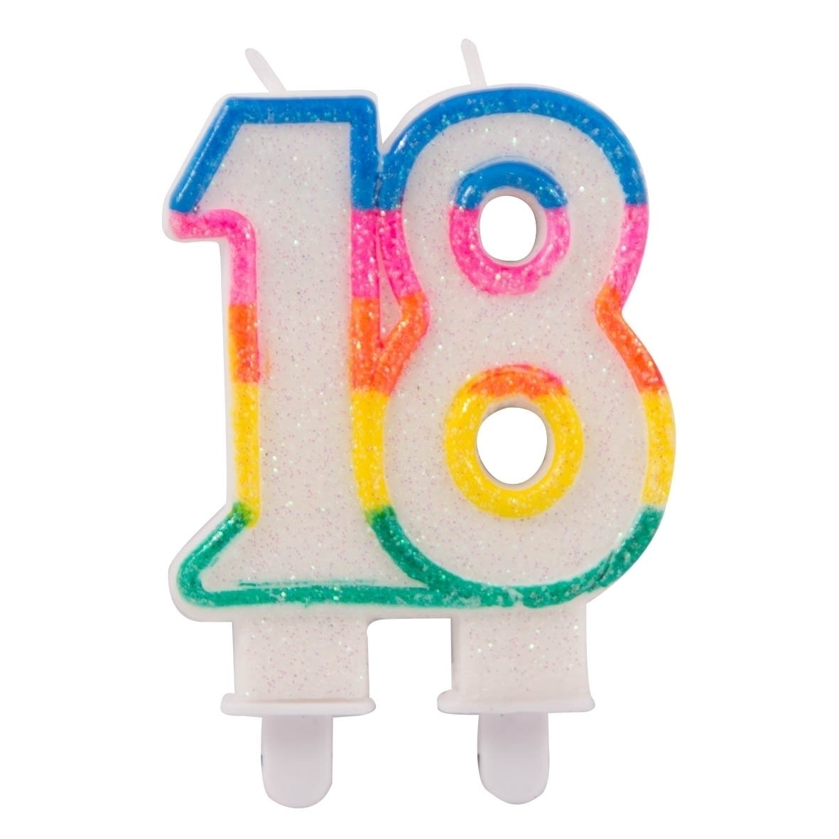 Folat - 18th Birthday Glitter Candles with 2 holders
