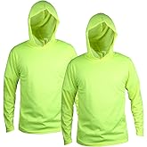 TZ Promise Men Ultra-Lightweight Hi-Vis Construction Work Shirts Long Sleeve Hoodie UPF 50+ Sun Protection, 2-Pack