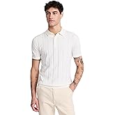 EXPRESS Men’s Cotton Sweater Polo – Ribbed Short Sleeve Knit Polo with Retro-Inspired Smart-Casual Style