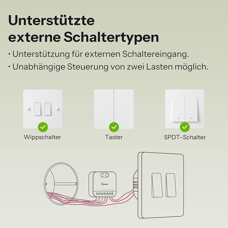 MINI Duo 2-Kanal Zigbee Smart-Schalter, Zigbee 3.0, 16A Gesamtlast, Fernsteuerung über Zigbee Hub, Neutralleiter erforderlich, kompatibel mit Alexa/Google, 2er-Pack