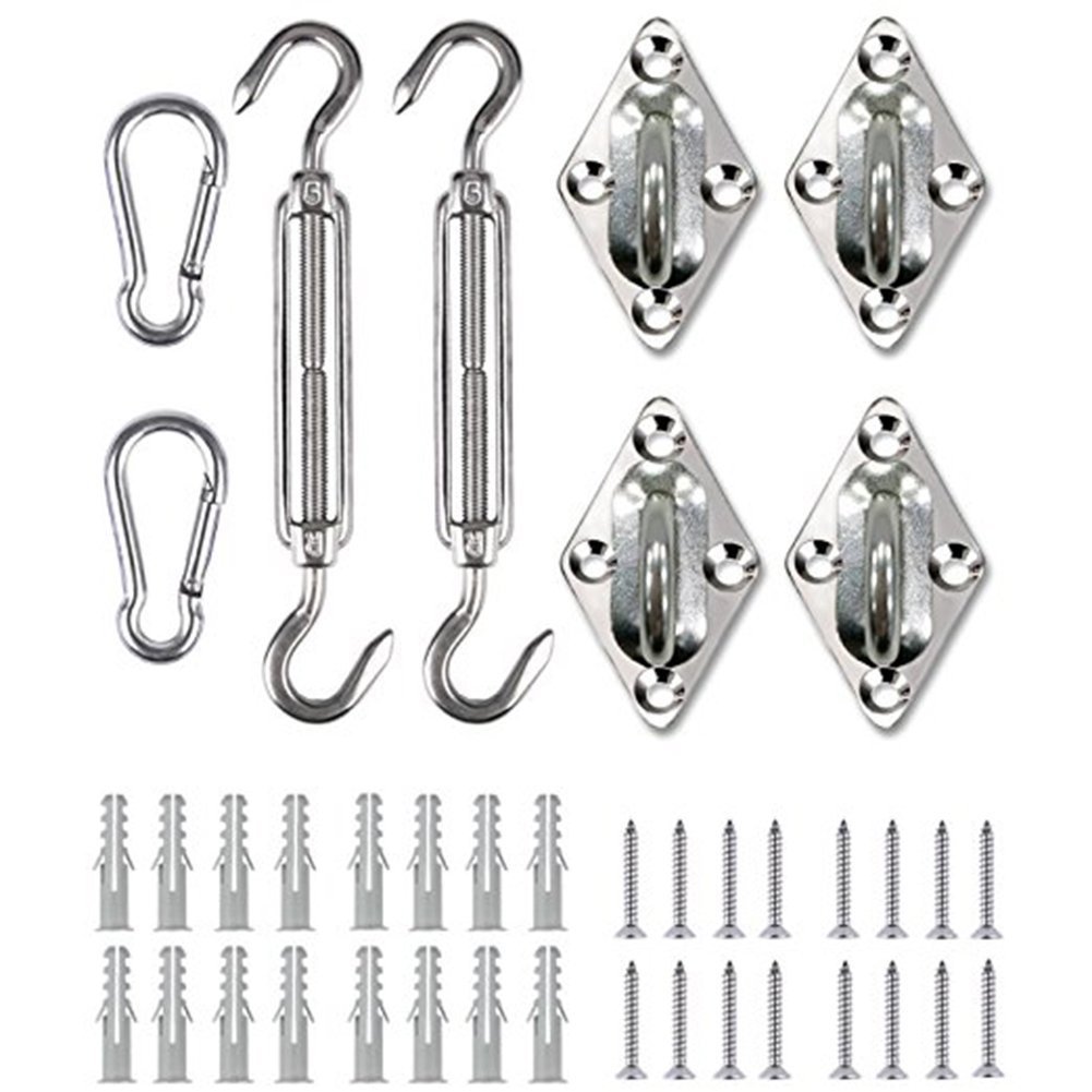 hothuimin Sun Shade Sail Fixing Kit 5 Inches 316 Marine Grade garden shade canopy Sail Hardware Kit for Rectangle and Square Shade Sail Installation