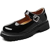 XMM Platform Mary Jane Shoes Women Black Chunky Mary Janes for Women Flats Comfort Ladies Dressy Casual School Cute Mary Janes Work Shoes