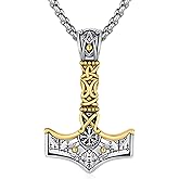 Viking Thor Hammer Necklace 925 Sterling Silver Norse Thor Hammer Pendant Nordic Mjolnir Rune Amulet Necklace Jewelry for Men with Jewelry Box