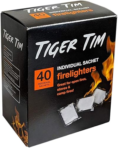 Tiger Tim Stove Fire Lighters 40 Sachets Clean Burn Solid Fuel UK Made