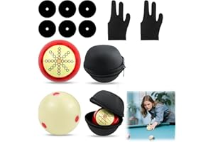 Jaxbo 2 PCS Billiards Cue Ball 2-1/4" Pool Cue Practice Training Artifact with Three Finger Billiard Gloves 2 Ball Bag 6 Pool Table Marker Dots for Billiard Table Accessory