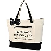 KUIRAN Grandma Brithday Canvas Tote Bag for Shopping Travel, Mothers day Gifts, Christmas Gifts for Grandma from Grandkids