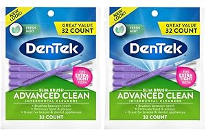 DenTek Slim Brush Interdental Cleansers, Extra Tight, Mouthwash Blast, 32 Each (Pack of 2)