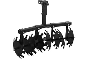 Hasopy 32" Disc Plow Harrow with 2" Receiver Mount for ATV/UTV, Heavy Duty Adjust Height Pull Behind Tiller, Black