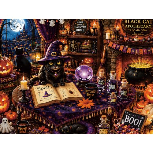 2000 Piece Halloween Jigsaw Puzzle for Adults, Black Cat Witch… at Amazon