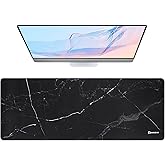 RAINYEAR Large Gaming Mouse Pad(31.5 x 11.8 Inch), Computer Mousepad with Anti-Slip Rubber Base, Smooth Large Keyboard Mouse Pad Mat for Gamer, Office, Home, Black Marble