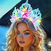 JAKAWIN Light Up Mermaid Costume Headband Seashell Headpiece Starfish Under the Sea Accessories for Women